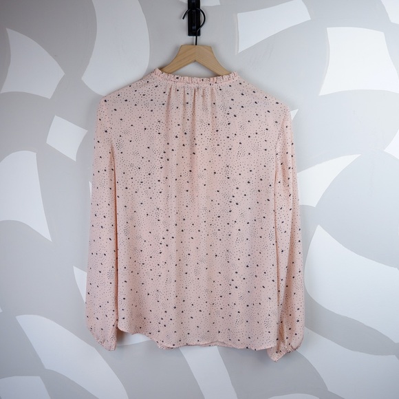 Loft Ruffle Collar Pink Patterned Blouse | M - Picture 4 of 5